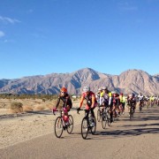 Gary Tingley (front right) leading the ride through Borrego Springs, CA